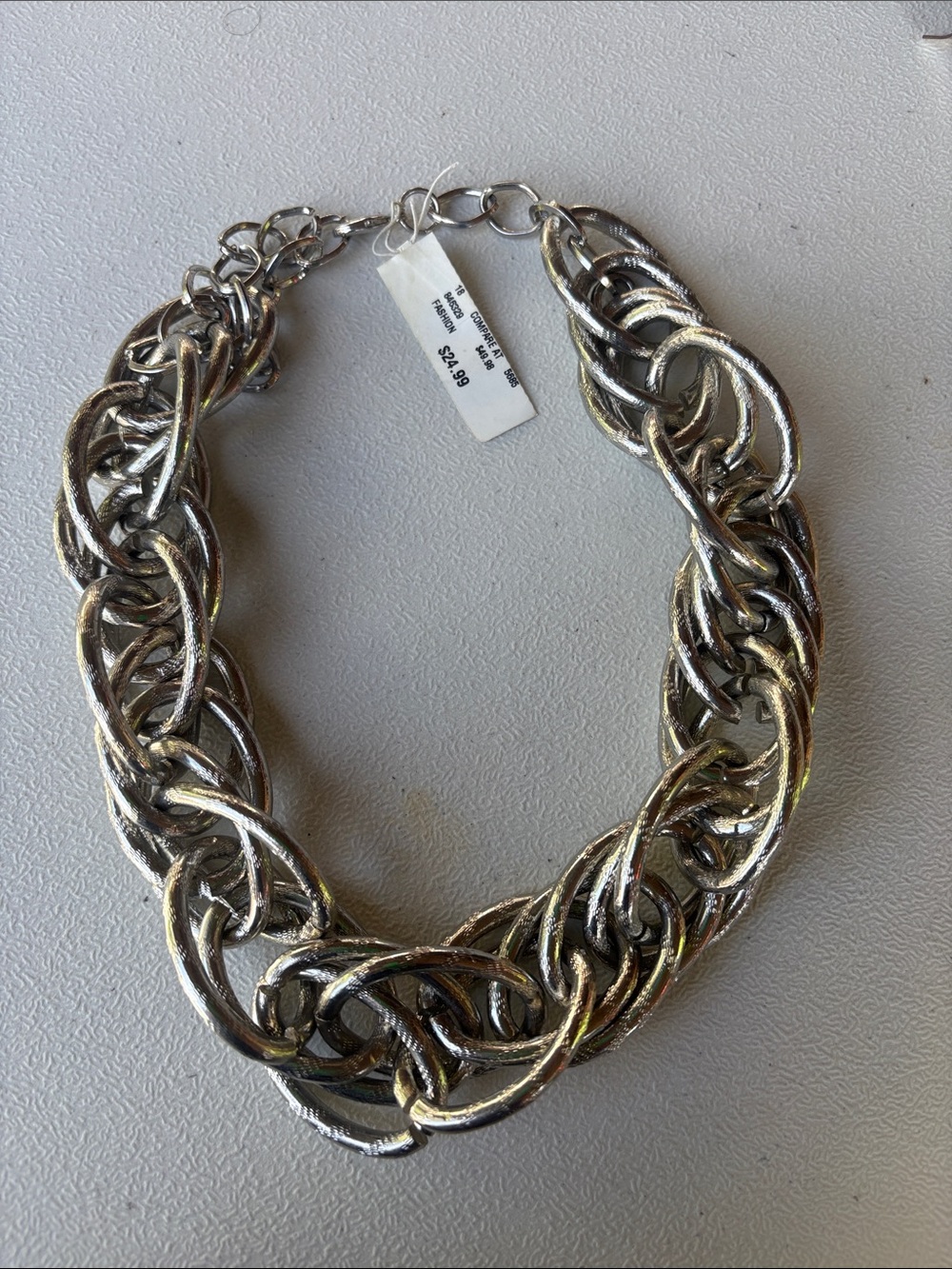 Chunky Silver-Tone Multi-Link Necklace — Women’s Fashion Jewelry